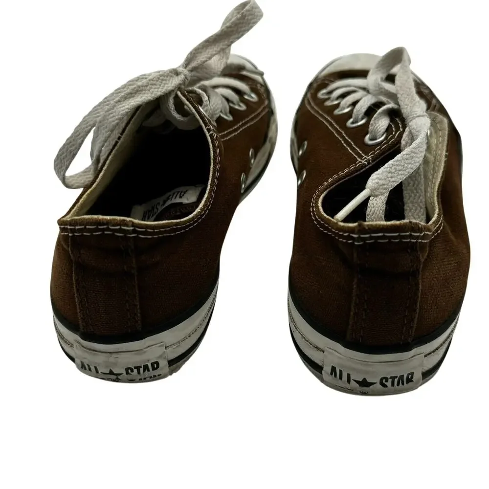 CONVERSE All Star Kids size 2 Brown white Lace Up Low cut top Sneakers‎ Shoes